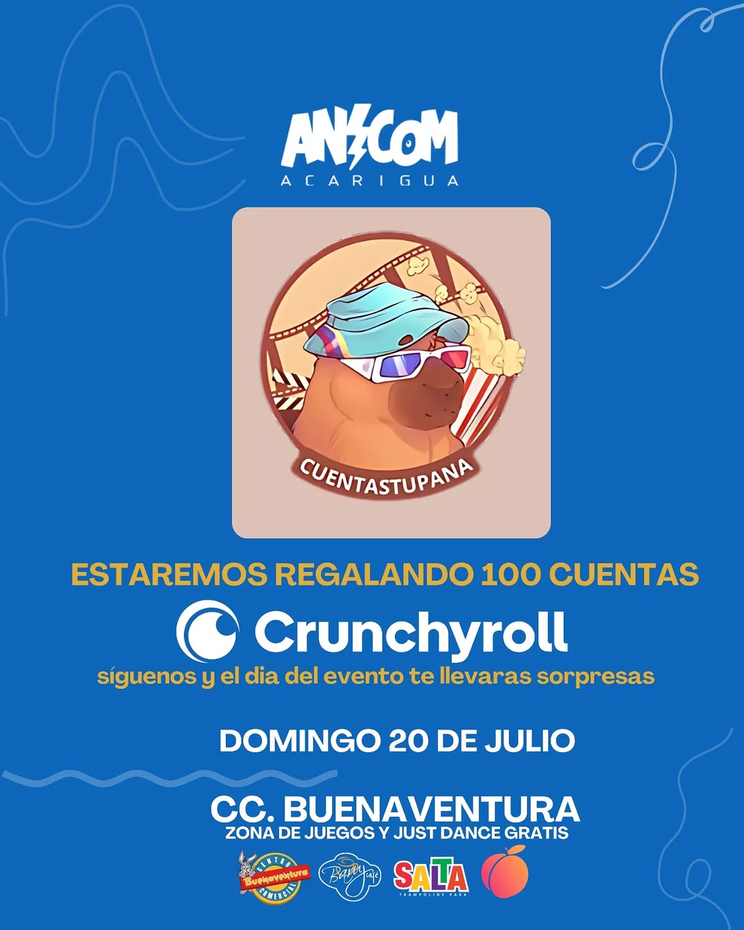 Flyer del evento ANICOM Acarigua — Sorteo Crunchyroll