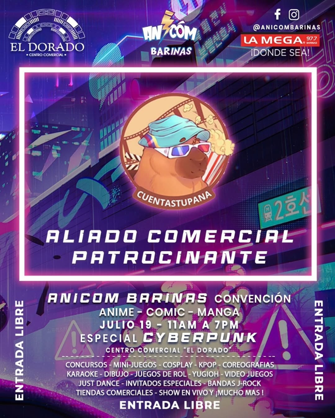 Flyer del evento ANICOM Barinas — Especial Cyberpunk